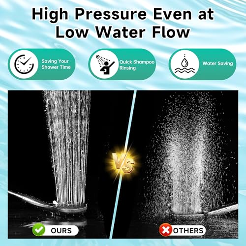Image of BRIGHT SHOWERS High Pressure Shower Head with Handheld, 9 Spray Settings Showerhead Built in Power Wash to Clean Tub and Pets, Extra Long 69 inch Hose, Adjustable Bracket, Chrome