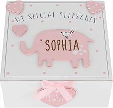 Personalised Special Keepsake Gift Box Engraved Wooden Elephant For Baby Girl Presents For Newborn In Pink Memory Boxes Keepsake Baby Memory Box Personalised Christening Gifts Newborn