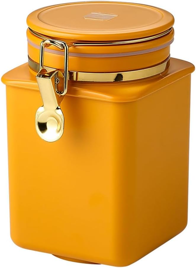 PRETYZOOM Coffee Bean Airtight Can Food Storage Canisters Coffee Storage Jar Powder Holder Metal Canister Vacuum Sealed Clip Jars Nut Stainless Steel Strong Home Storage