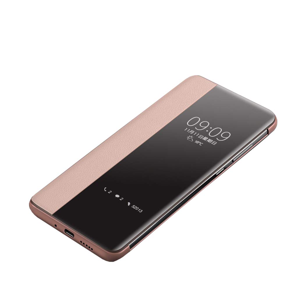 GOGODOGCompatible with Huawei P30 / P30 Pro Case Smart Window View Ultra Slim Flip Auto Sleep/Wake Multi-Function Protector Cover (Pink, P30 Pro)