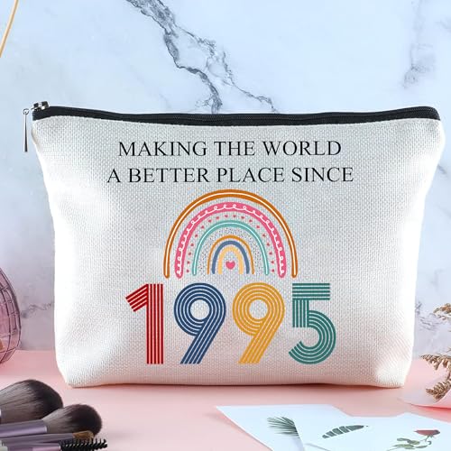 30th Birthday Gifts For Her, Women - Gifts for 30th Birthday - Mothers Day Bags For Woman - 30 th Bday Decorations For Sister, Female, Friends - 1995 Canvas Makeup Bag - Turning 30 th Gift4