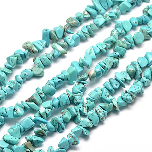 Cheriswelry Synthetic Turquoise Chip Beads Strand 5~8mm Tumbled Gems Healing Reiki Crystals 31.5 Inches for Jewellery Necklace Bracelet Earring Making