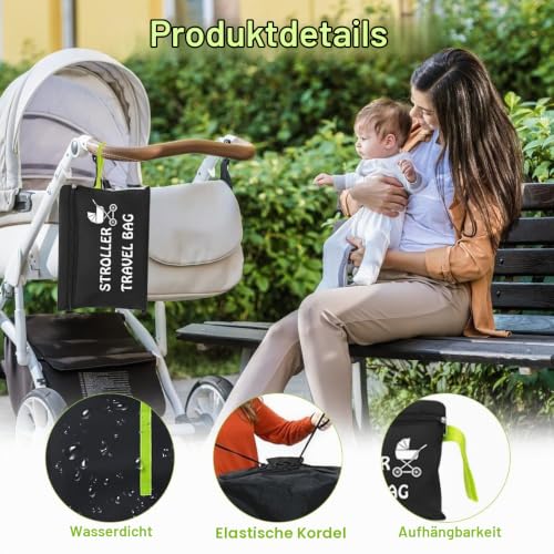 DAJASD Transporttasche Kinderwagen, Universal Buggy Tasche Flugzeug, 120X63X43cm Robuste & Wasserdichtes Oxford-Gewebe, Groß Kinderwagentasche für Flugreisen & Aufbewahrung