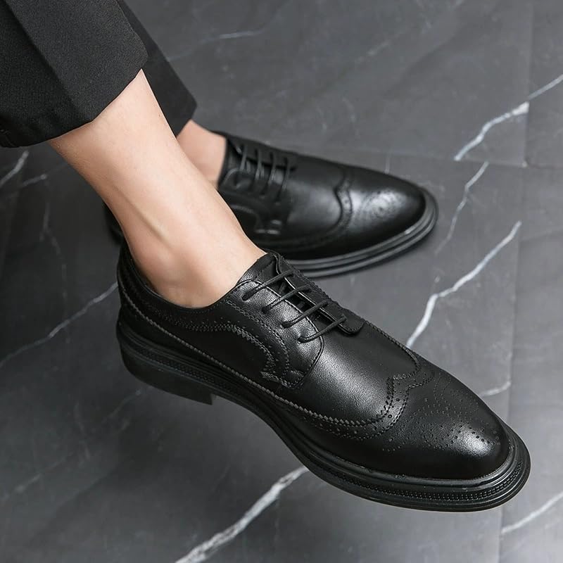 Mens Lace-Up Business Dress Shoes Genuine Leather Casual Elevated Height British Style Formal Footwear2