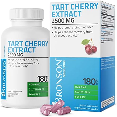 Bronson Tart Cherry Extract 2500 mg Vegetarian Capsules with Antioxidants and Flavonoids Non-GMO, 180 Count
