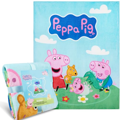 Get Trend Peppa Pig Fleece Throw Blanket Soft Cozy 59 x 51 Inch Lightweight Fluffy Bedding Couch Bed Sofa Decor Gifts for Kids (Multi Peppa Pig)