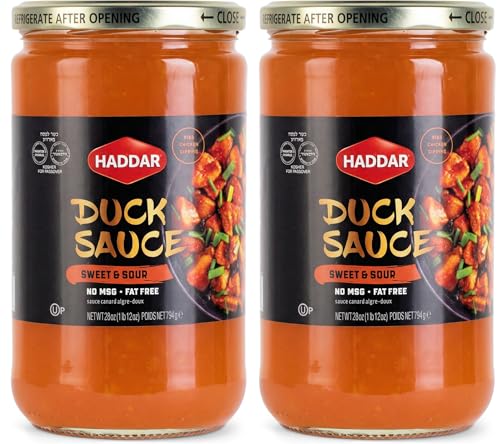 Haddar Sweet & Sour Duck Sauce, 28 oz (2 Pack) | Authentic Asian Style | No MSG | Perfect for Egg Rolls, Spring Rolls, Wontons, Chicken, Fish & Stir Fry | Kosher (including Passover)