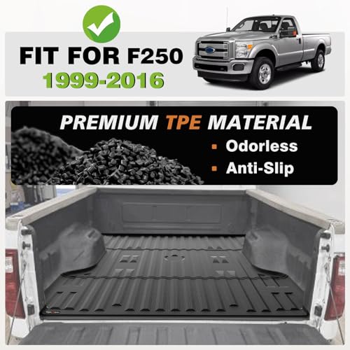Image of TripleAliners Truck Mat Compatible with 1999-2016 Ford Super Duty F250 /F350 /F450 6.8FT Accessories, Truck Bed Mat Heavy Duty Custom Fit All Weather Protection TPE Pickup Liner