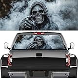 FOCCAFB Rustic Skeleton Rear Window Decal Wrap Graphic, Vintage Horror Grim Reaper Bone Vinyl Window Film Truck Back Window Decals,Pickup Trucks Back Window Stickers 66 x 22 inch