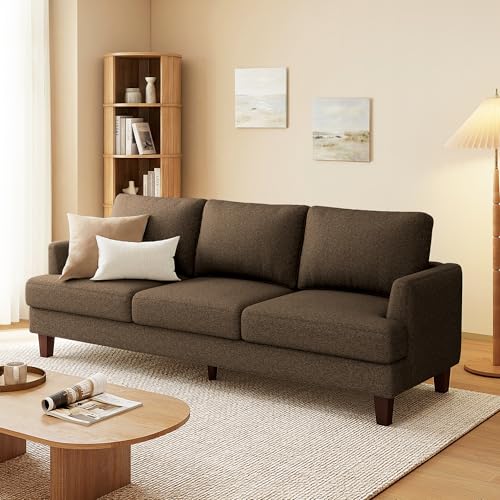 Image of Gericco Mid Century Modern 89 inch 3-Seater Couch for Living Room, Brown