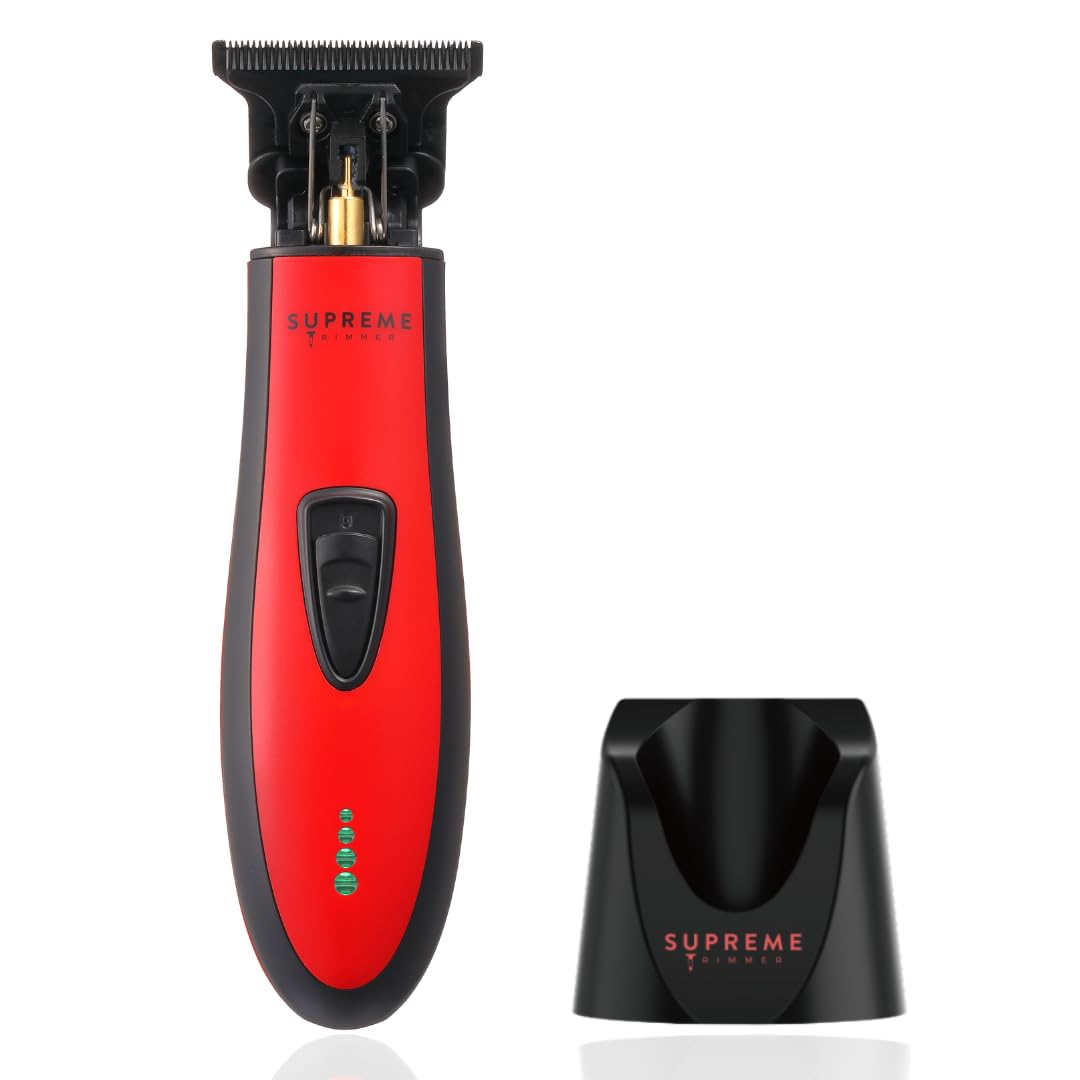 Supreme Trimmer DLC T Shaper| Professional Barber Trimmer Hair Clippers for Men (120 Min Run Time) Cordless Hair Trimmer Zero Gapped Liner Beard Trimmer | ST5215 Red