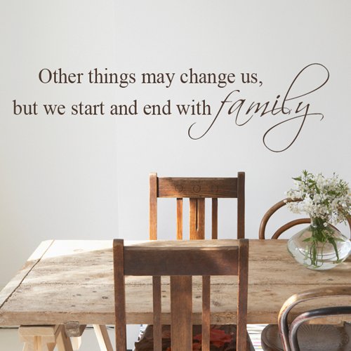 Other Things May Change Us, But We Start and End With Family - Words & Phrases Wall Stickers Vinyl Wall Decals Wall Quotes Sayings (Black, Large)