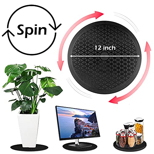 Volcanoes Club Lazy Susan Turntable Organizer - 12 Inch Heavy Duty Rotating Swivel Stand With Steel Ball Bearings For Spice Cabinets, Flat Panel Monitor, Tv, Painting, Display, Potted Plants (Black) #TOP2