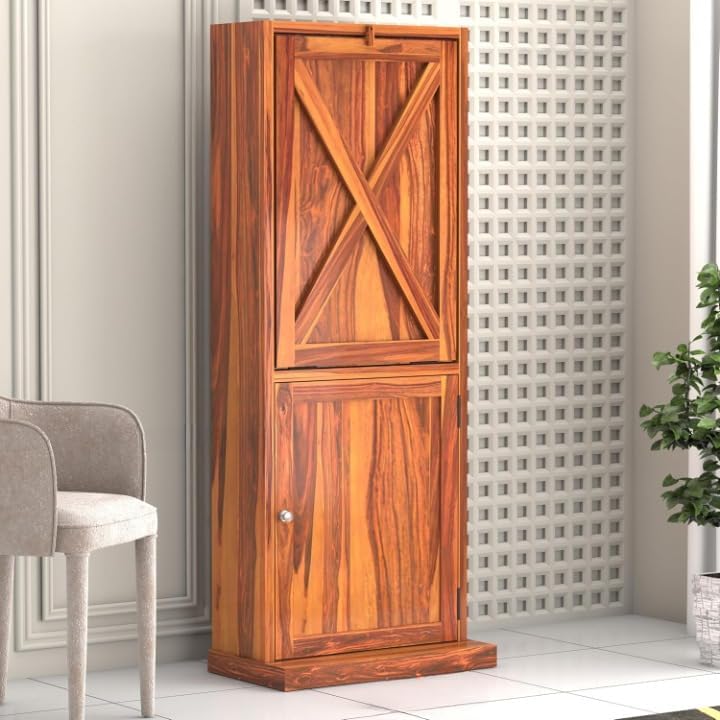 Image of SUNCOM Solid Sheesham Wood Foldable Study Table with Book Shelf - Wooden Study Table for Students StudyTable with Storage Computer Table for Home (Natural)