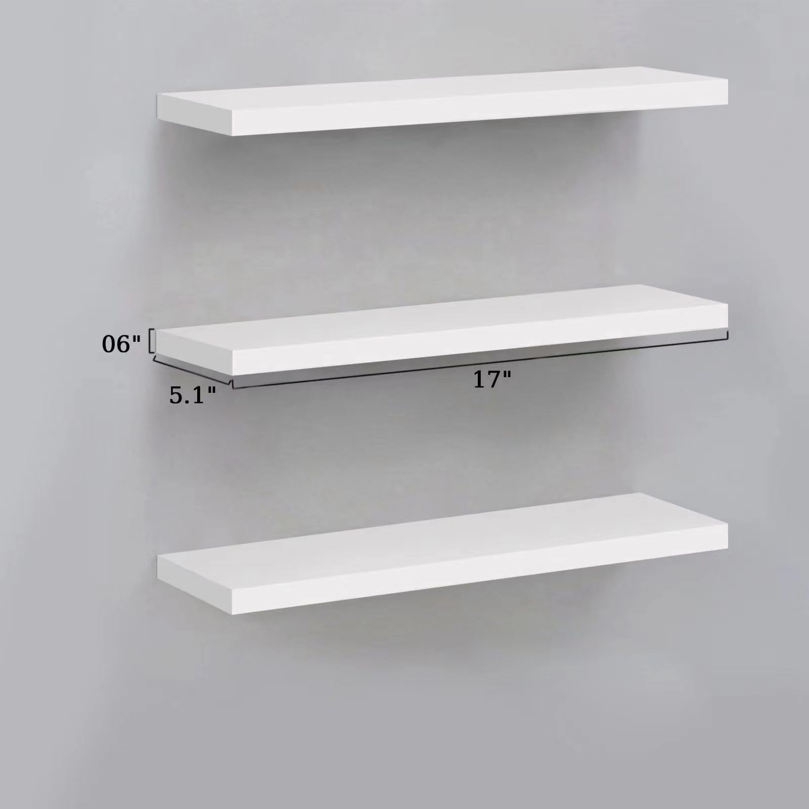ISYOKE White Floating Shelves Set of 3 Wall Mounted Modern Floating Shelf for Wall, Floating White Shelf for Bathroom,Bedroom, Living Room,Kitchen
