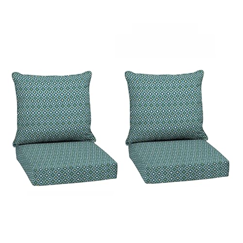 Image of Arden Outdoor Deep Seat Cushion Set (2-Pack), 24 in x 24 in, Weather-Proof, Rain-Proof, Fade Resistant Patio Cushion for Chair, Sofa, and Couch Alana Tile