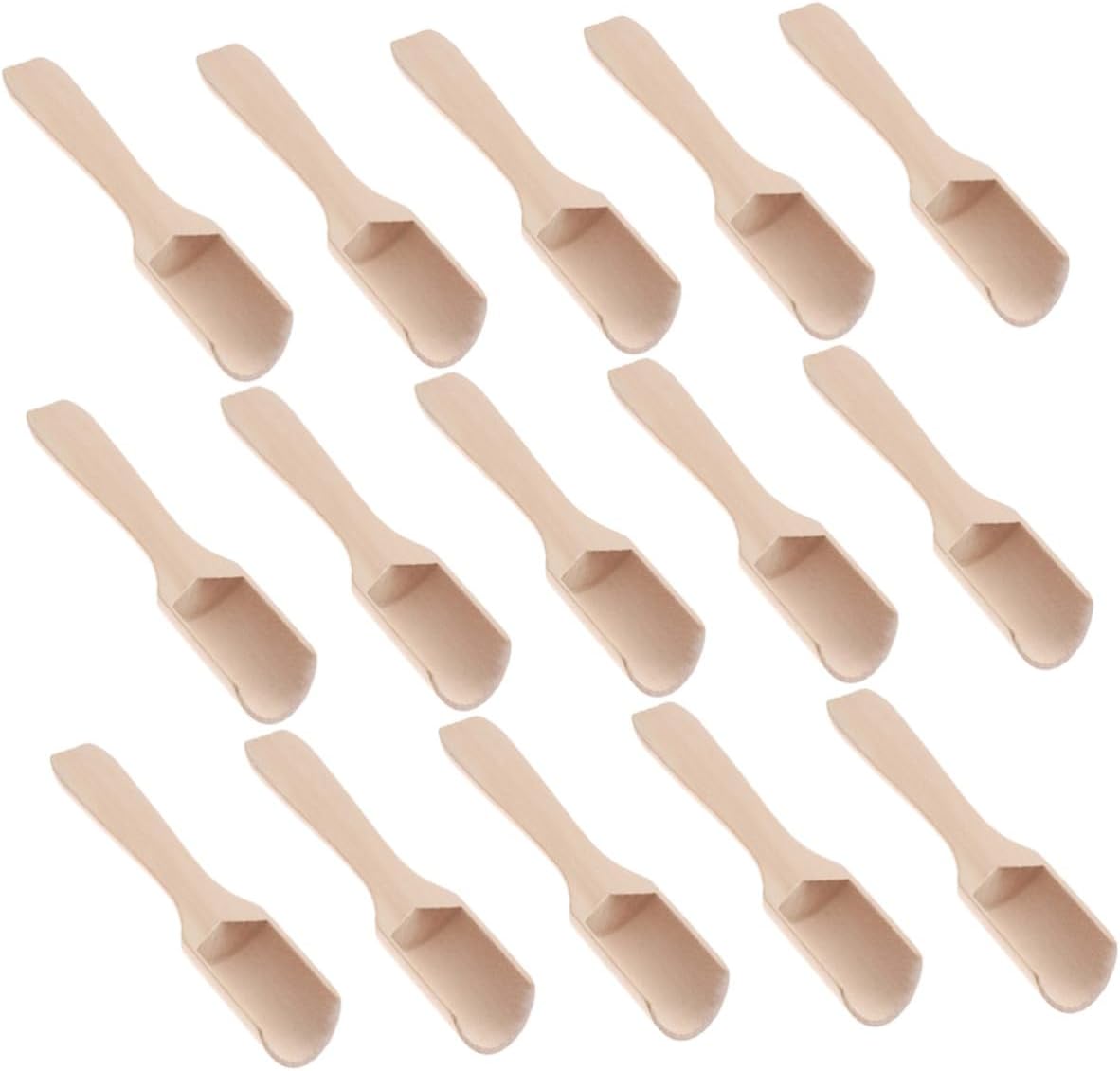 Kichvoe 15pcs Wooden Tea Spoon Scoop and Salt Shovel Set, Small Flat Handle Scoop 2.8x11cm, Teaware Accessory for Tea Leaves and Kitchen Seasoning