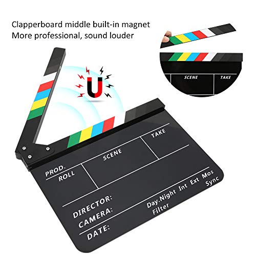 Claqueta de director de 30x25 cm en material acrílico resistente con raya colorida 7