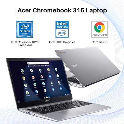 Image of acer 2024 Chromebook 315 Laptop, 15.6 inch HD Display, Intel Celeron N4020, 4GB RAM, 64GB eMMC, Intel UHD Graphics,Long Battery Life, WiFi, Bluetooth, Chrome OS