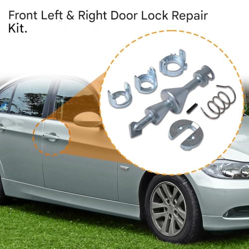 Image of Car Front Left Right Door Lock Barrel Repair Kit, Barrel Door Lock Cylinder Repair Kit Compatible with BMW 3 Series E90 Saloon E91 Estate 2004-2012 E92 Coupe 2006-2013 E93 Convertible