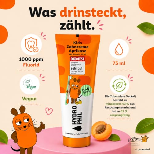 Hydrophil Zahncreme für Kinder - 4er Pack x 75 ml - Naturkosmetik – Ansicht 4
