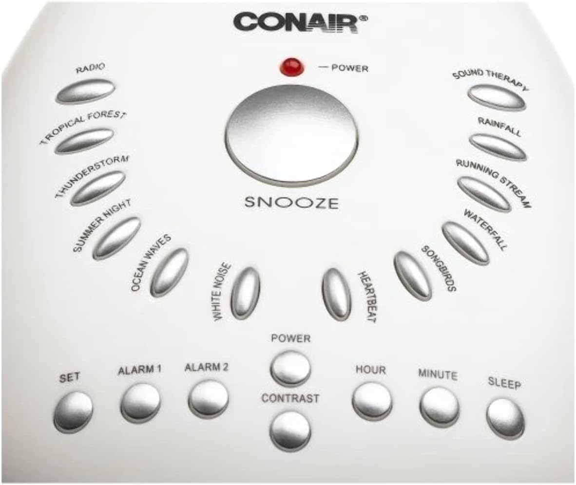 Топ view of the Conair SU7 clock radio showing all control buttons and labels.