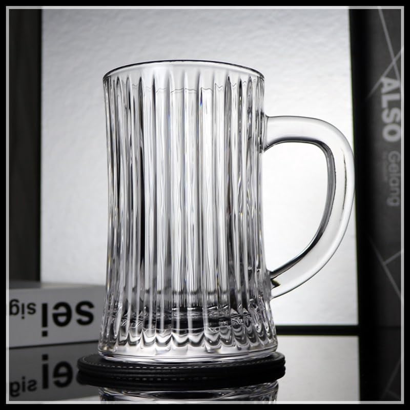 Image of Melbify Beer Mug | 550 ml | Set of 4 | Ribbed Design | Mug with Handle | Classic Beer Glasses | Premium | Heavy | Large | Perfect for Beer, Cider,Cocktails,Mocktails | Gift Set