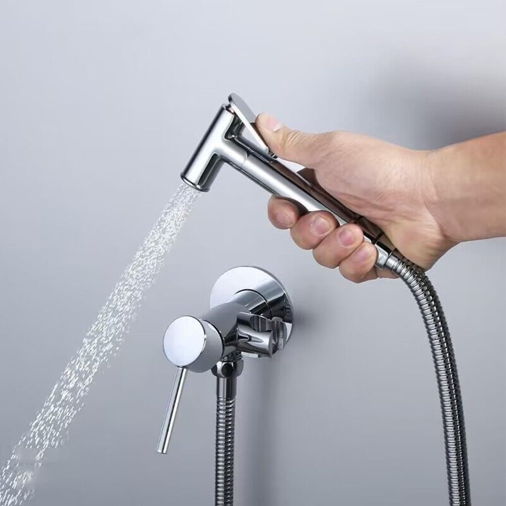 Kit spruzzatore per bidet portatile, per bagno, doccia, bidet, lavaggio animali domestici, per la pulizia di WC, bagno per animali domestici, igiene personale, connettore G1/2 (cromato)