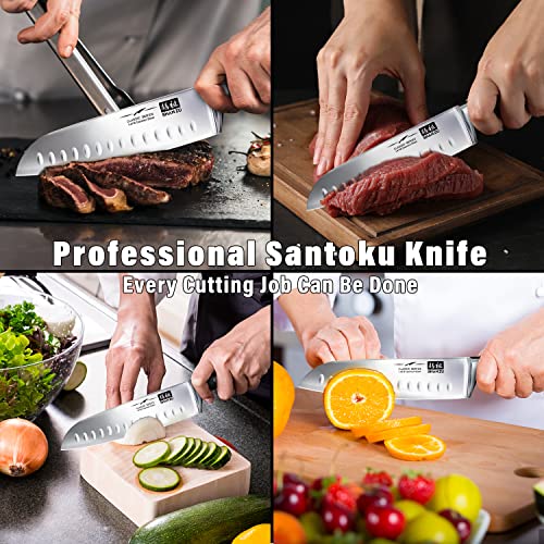 SHAN ZU Couteaux de Chef Santoku German Acier Inoxydable Couteaux de Cuisine - CLASSIC Series