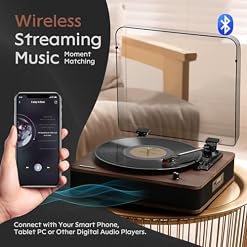 Retrospiler Tourne Disque, Platine Vinyle entrée et Sortie Bluetooth avec Haut-parleurs intégrés, Radio FM, Enregistrement Vinyle-MP3, Lecture USB et SD, écran LED, Noyer - Les Beatles, Paul McCartney, John Lennon, RIngo Starr, George Harrison Retrospiler Tourne Disque, Platine Vinyle entrée et Sortie Bluetooth avec Haut-parleurs intégrés, Radio FM, Enregistrement Vinyle-MP3, Lecture USB et SD, écran LED, Noyer – Image 5