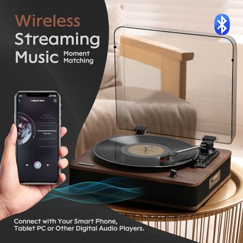 Retrospiler Tourne Disque, Platine Vinyle entrée et Sortie Bluetooth avec Haut-parleurs intégrés, Radio FM, Enregistrement Vinyle-MP3, Lecture USB et SD, écran LED, Noyer - Les Beatles, Paul McCartney, John Lennon, RIngo Starr, George Harrison Retrospiler Tourne Disque, Platine Vinyle entrée et Sortie Bluetooth avec Haut-parleurs intégrés, Radio FM, Enregistrement Vinyle-MP3, Lecture USB et SD, écran LED, Noyer – Image 6