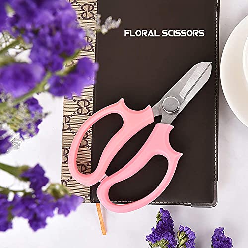 Qisebin Floral Shears, Garden Shears Comfort Grip Handle, Premium Steel Professional Floral Scissors, Perfect For Arranging Flowers, Pruning, Trimming Plants, Gardening Tool (Pink),Sm-Jd-F2 #TOP5