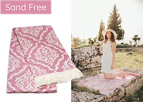 Mebien Touche De La Nature Turkish Towels Beach Towels Oversized (35”X67”) Beach Towels For Adults Quick Dry And Sand Free Beach Towel Beach Blanket 100% Cotton Turkish Towel - Ren Fuchsia #TOP2