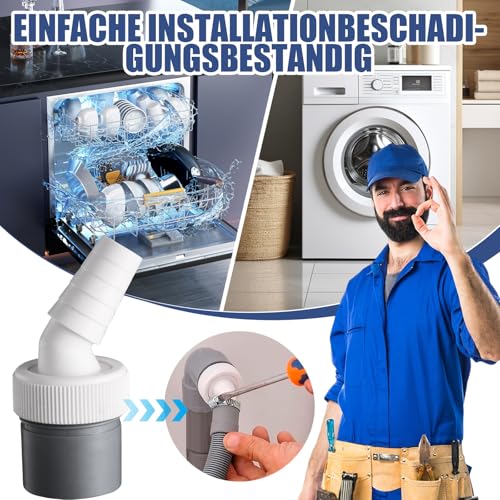 Geschirrspüler und Waschmaschine Abfluss Adapter mit Abgang für Rohr Ø40 mm und Eingang Ø18-23 mm für Waschmaschine, Geschirrspüler, Trockner, Gartenschläuche