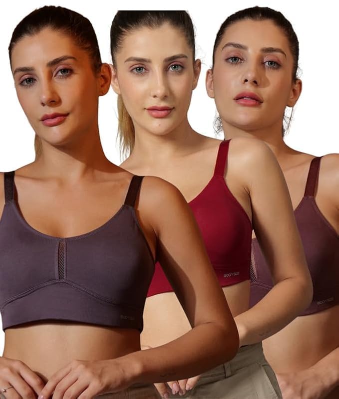 bodysize Women’s Everyday Sports Bra | Soft Cotton-Lycra Stretch | Full Cup Coverage, Wire-Free & Seamless with Adjustable Straps - Breeze-picture-29