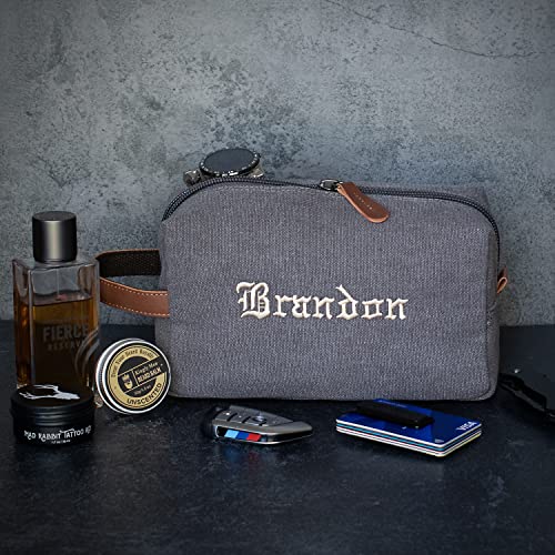 Embroidered - Personalized Toiletry Bag For Men, Dad, Husband, Custom W/Name - 5 Canvas & 8 Thread Color - Gifts For Men, Handcrafted Embroidered Bag #TOP5