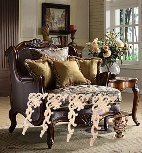 MUXSAM 2pcs Wood Carved Corner Onlay Mouldings Applique Right+Left(each 1pcs) European Style Door Decoration Unpainted - Image 4