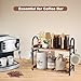 BDBDYEAY Coffee Bar Accessories, 2-Tier Coffee Bar Organizer with 4 Coffee Cup Holder Hooks, Mul-tifunctional Wooden Beaded Coffee Station Countertop Stand Shelf for Kitchen Home Office