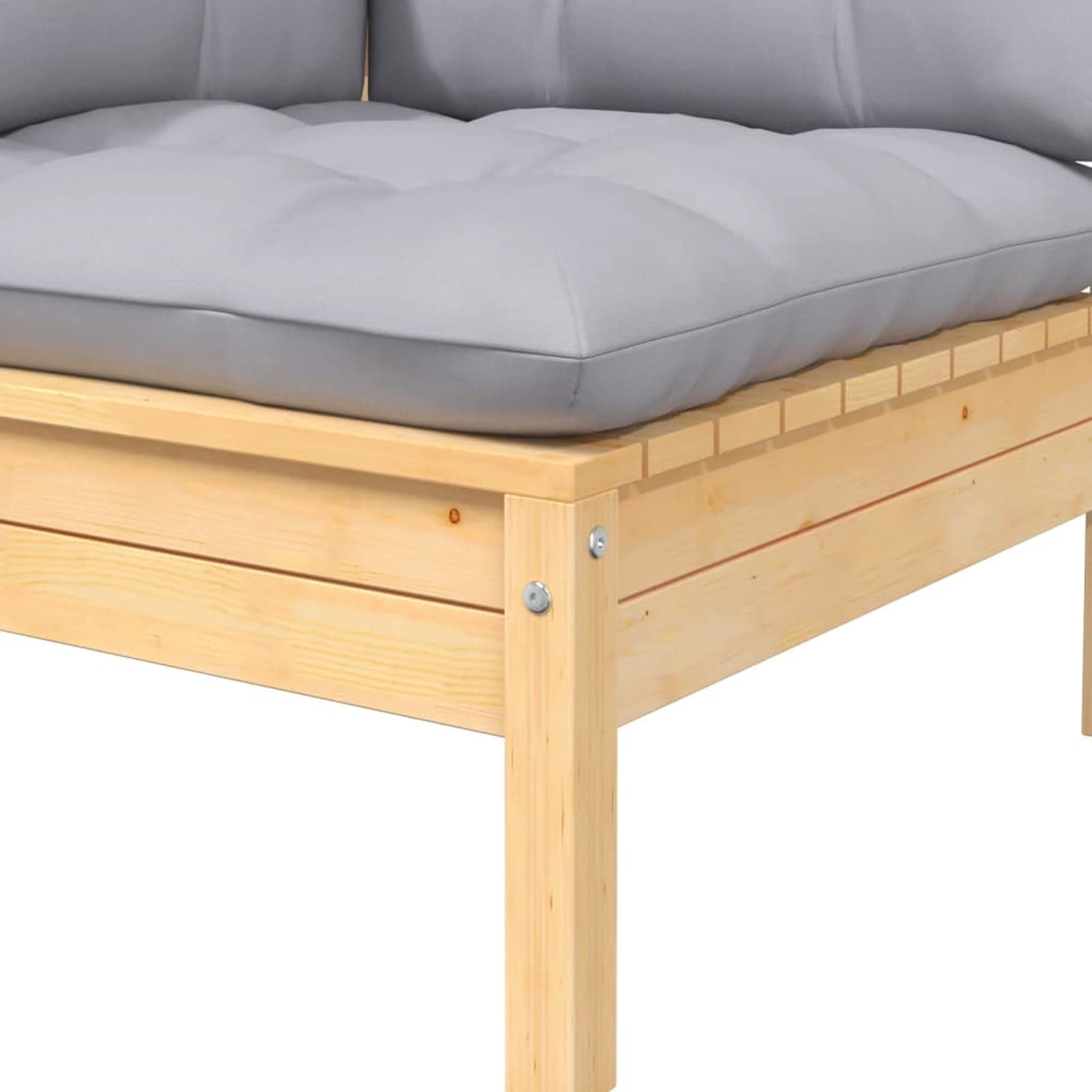 Homgoday Sofá de jardín 2 plazas con Cojines Grises Madera Maciza pinosofa Exterior palets Madera Sofa palets Exterior