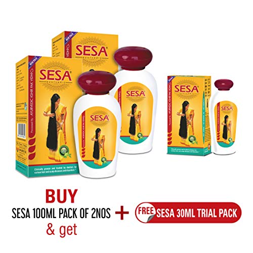 Sesa Ayurvedisches Haaröl für Haarausfall und Haarwachstum | 5000 Jahre altes Kshir Pak Vidhi, Bhringraj & 17 seltene Kräuter mit 5 pflegenden Ölen | Alle Haartypen | KEIN Mineralöl | 100ml (1er Pack)
