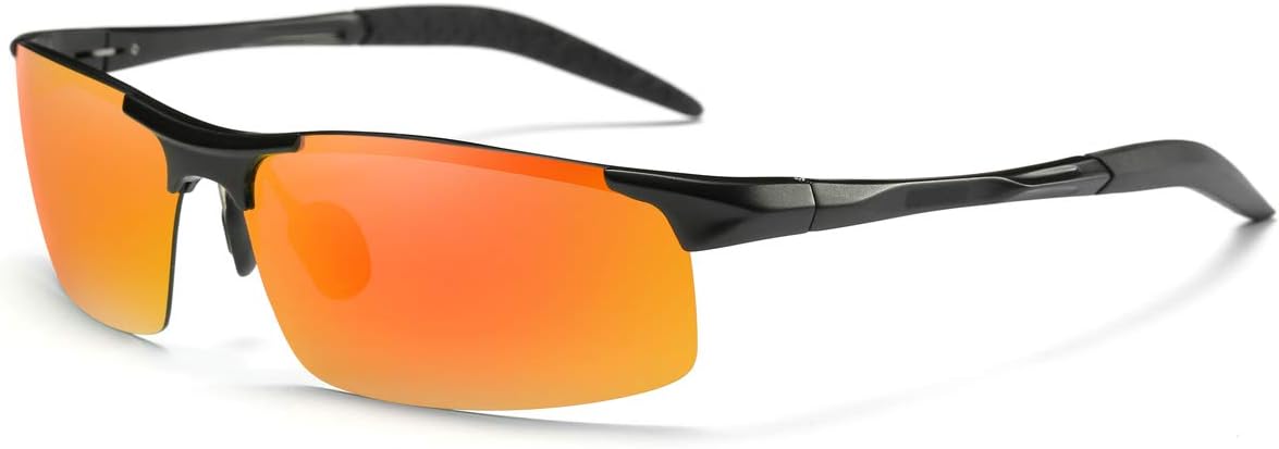 RoShari Mens Sports Polarized Sunglasses UV Protection Fashion Sunglasses for Men Fishing Driving Al-Mg Frame Ultra Light