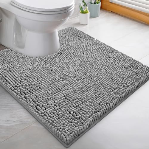 LuxUrux 3-Piece Bathroom Rug Set – Plush Chenille Bath Mats & U-Shaped Toilet Mat, Ultra-Soft, Absorbent & Non-Slip (20x20 U, 16x24 & 20x30 inches, Light Grey) by LuxUrux - Used condition - Image 9
