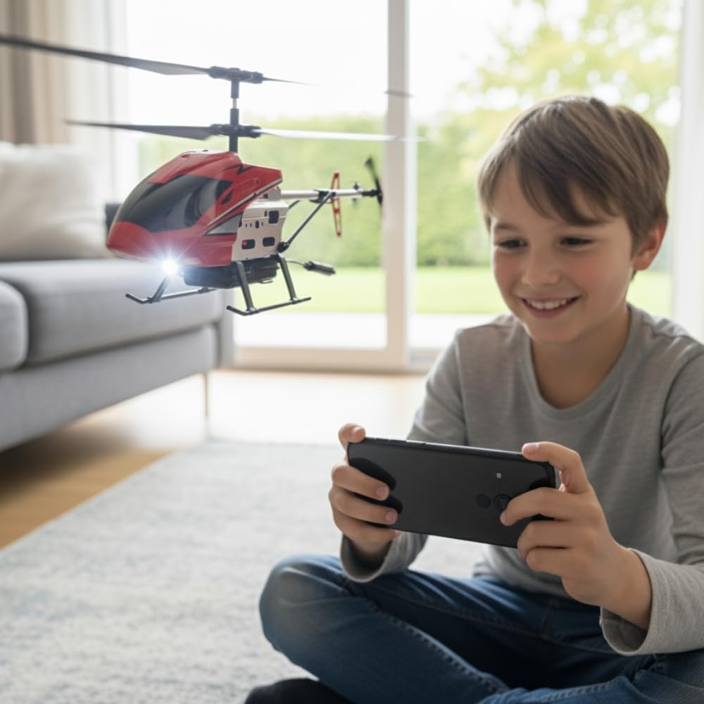 Elicottero Drone con Fotocamera 2MP Integrata WIFI, Volo Stabile e Telecomando 1-Clic, LED Frontale, Supporto Smartphone, Figure Aeree