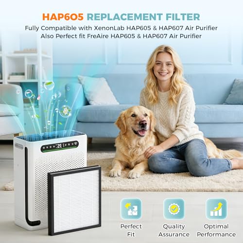 Image of HAP605 Air Purifier Replacement Filters for FreAire HAP605 HAP607 Purifier | for XenonLab HAP605 HAP607 Air Purifier,3-in-1 HAP607 True HEPA High-Efficiency Activated Carbon Filter for Home Large Room