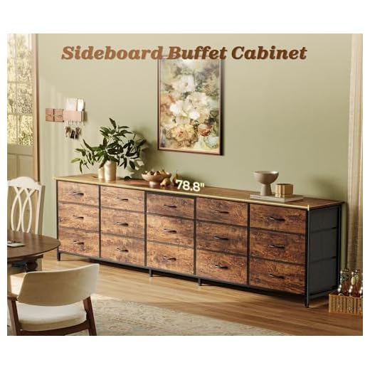 Huuger 15 Drawer Long Dresser for Bedroom