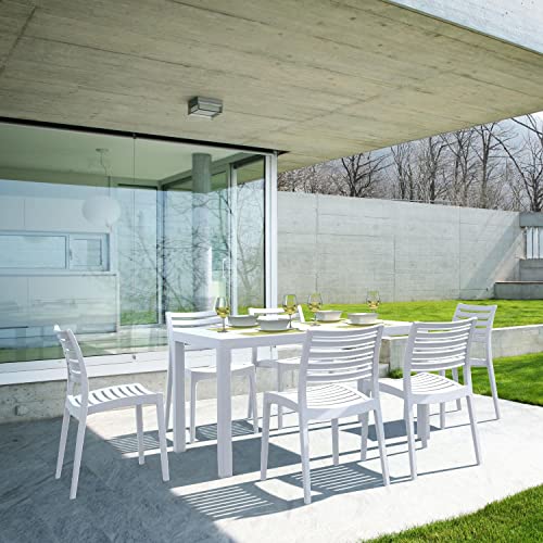 Compamia Ares 55" Resin Patio Dining Table In White, Commercial Grade #TOP4