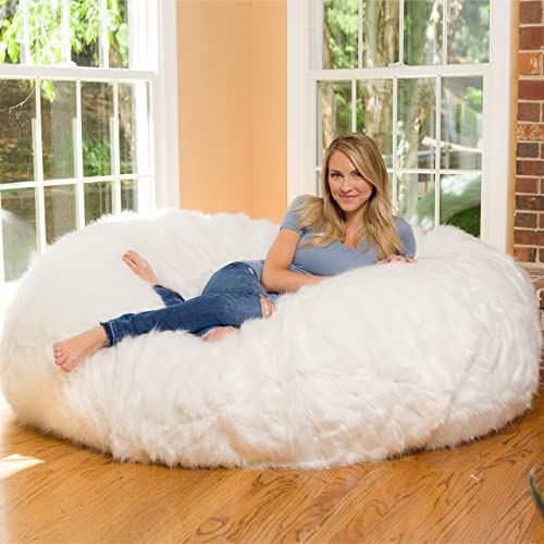 Comfy Sacks Memory Foam Bean Bag Chair, White Furry #TOP5