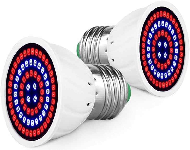 LED Grow Plant Fill Light Bulb Full Spectrum, E27 Grow Light for Indoor Plant, Vegetables, Flower and Seed, LED Plant Bulb for Hydroponics Greenhouse, 80 LEDs