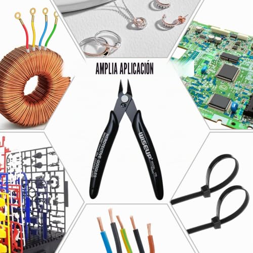 Miniatura 4 de Wiseup 5 Cortadores De Alambre Pequeños, 170 Microcortadores De Alambre Con Cremallera Lateral Para Hacer Joyas, Electrónica, Modelo Sprue, Cobre Suave