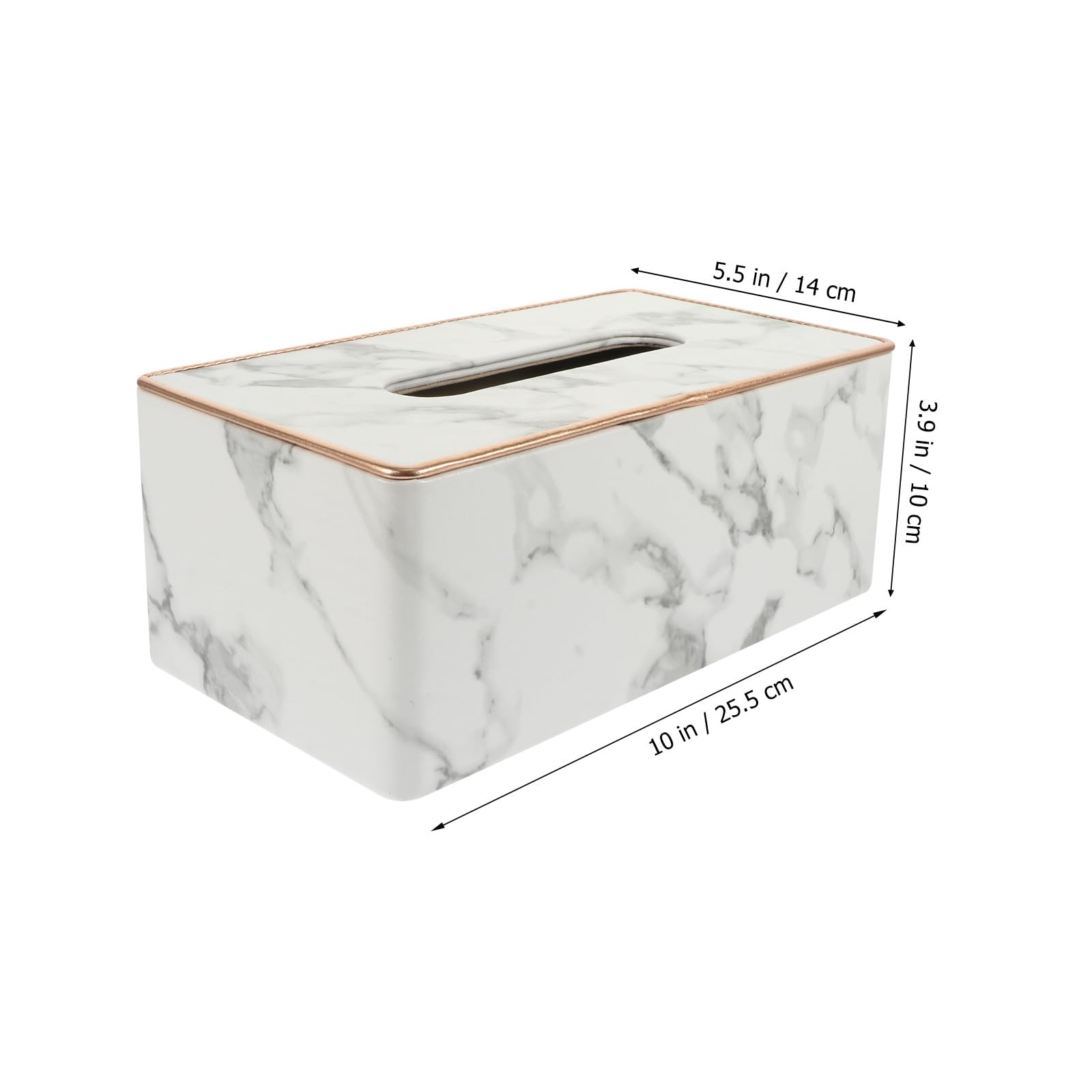 DOITOOL Marmorierte Taschentuchbox aus Kunstleder mit Goldrand Serviettenhalter für Schreibtisch und Bad großformatig